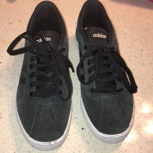Adidas black sneakers size 7.5 like new .